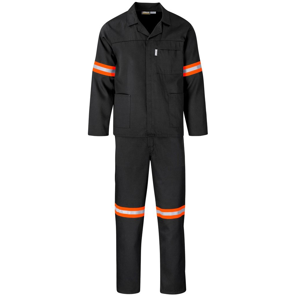 Trade Polycotton Conti - Suit Reflective Arms Legs & Back - Orange Tape 32 / BLACK