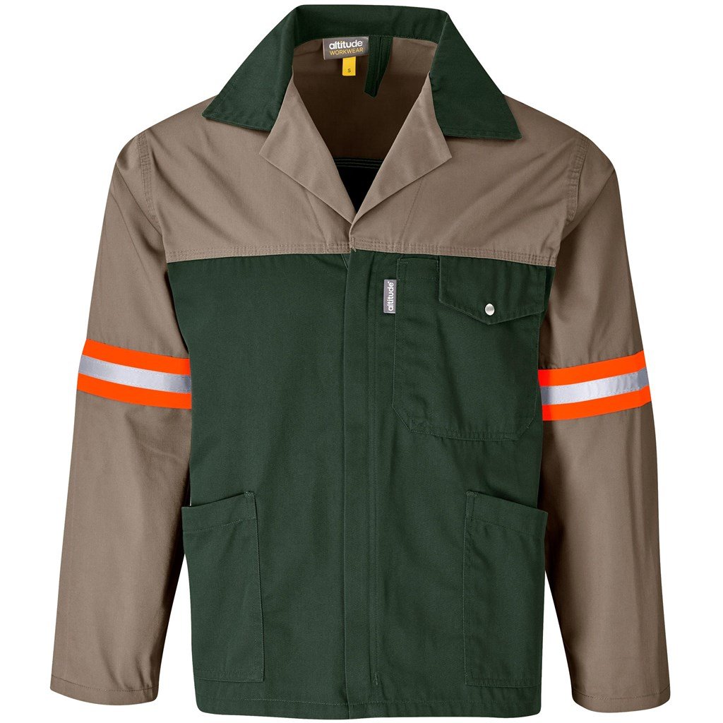 Two-Tone Polycotton Work Jacket - Reflective Arms & Back - Orange Tape