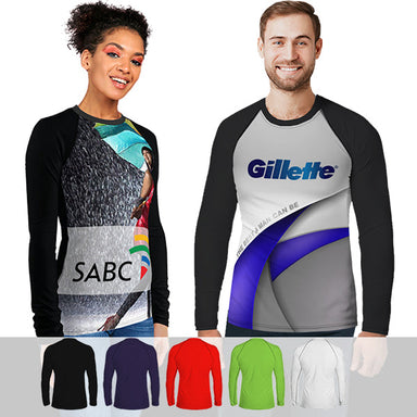 Unisex Raglan L-Sleeve Birdseye with Full Colour Front - 50/50 Range