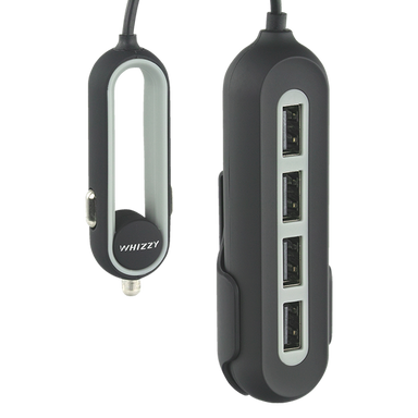Whizzy 4 Port USB Car Charger Black / STD / Last Buy - Technology