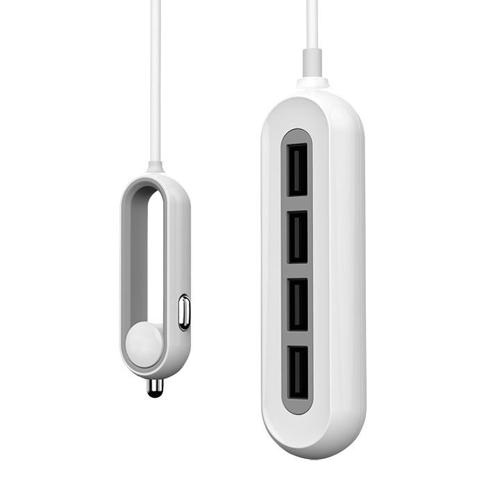 Whizzy 4 Port USB Car Charger White / STD / Last Buy - Technology