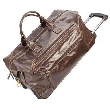 Dakota Leather Skyline Trolley Travel Bag | Brown-Duffel Bags