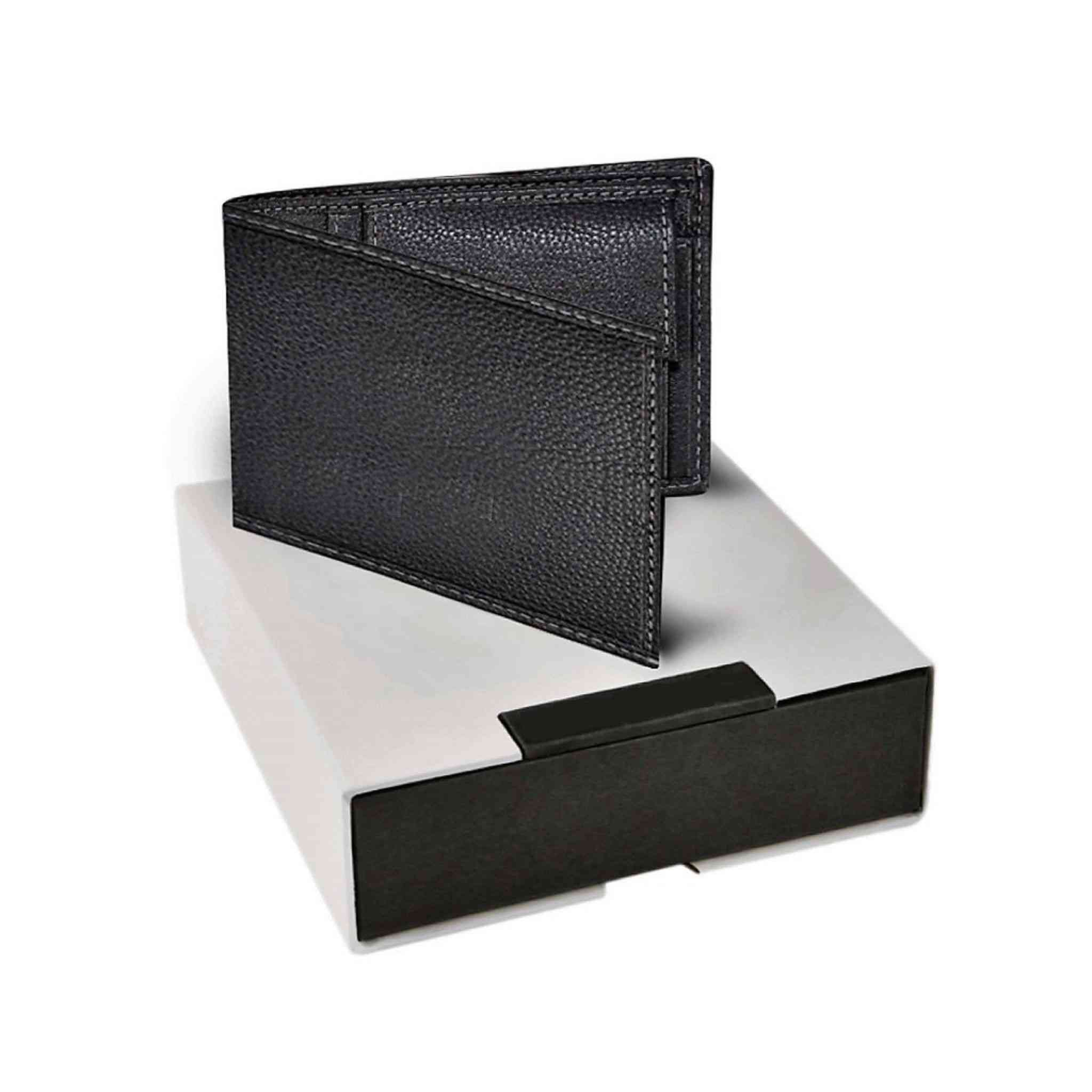 Black leather -Anti-microbia Wallet With Box