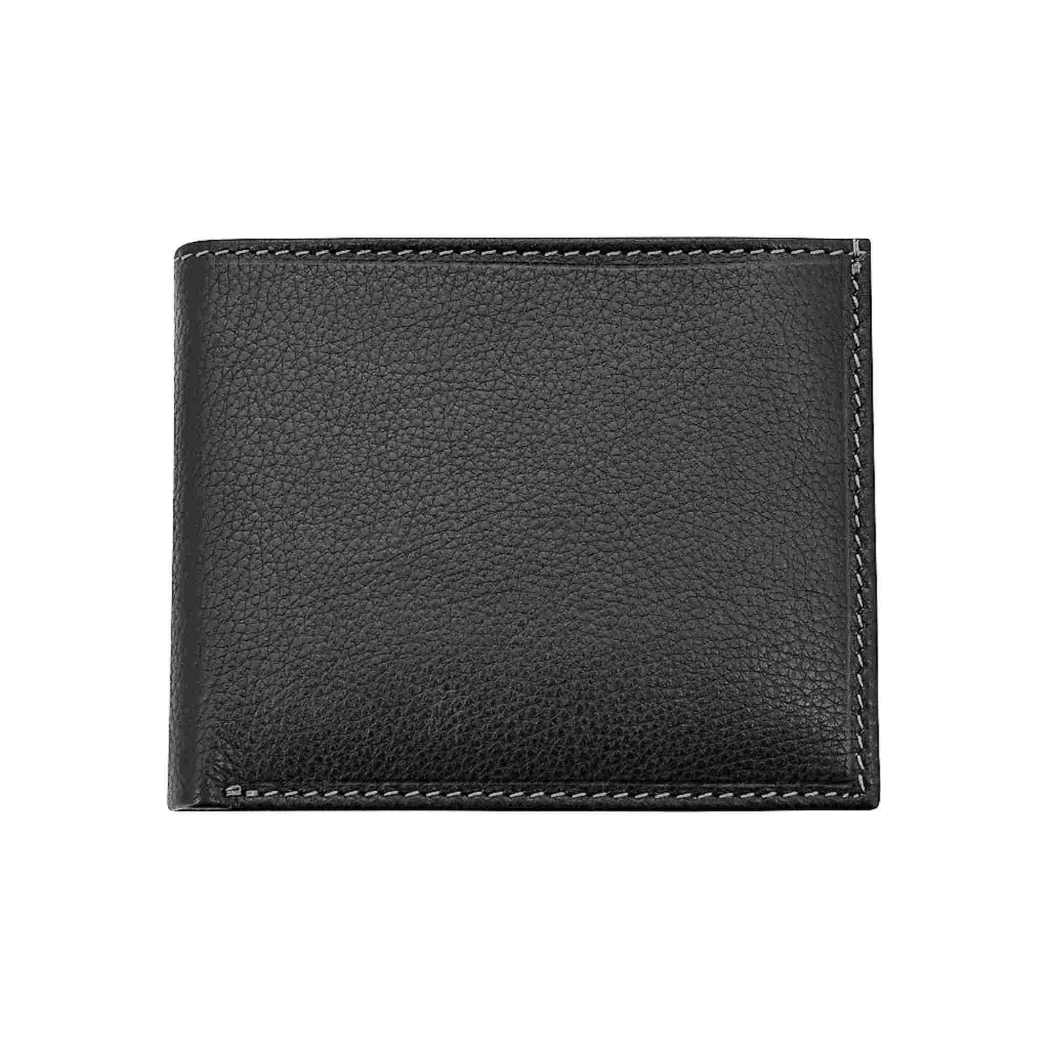 Black closed leather wallet with edge stitching