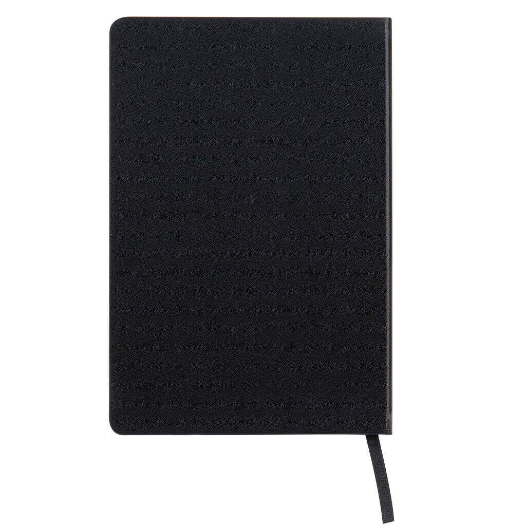 Front side of a hardcover notebook in Black