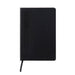 Back view of a hardcover notebook in Black