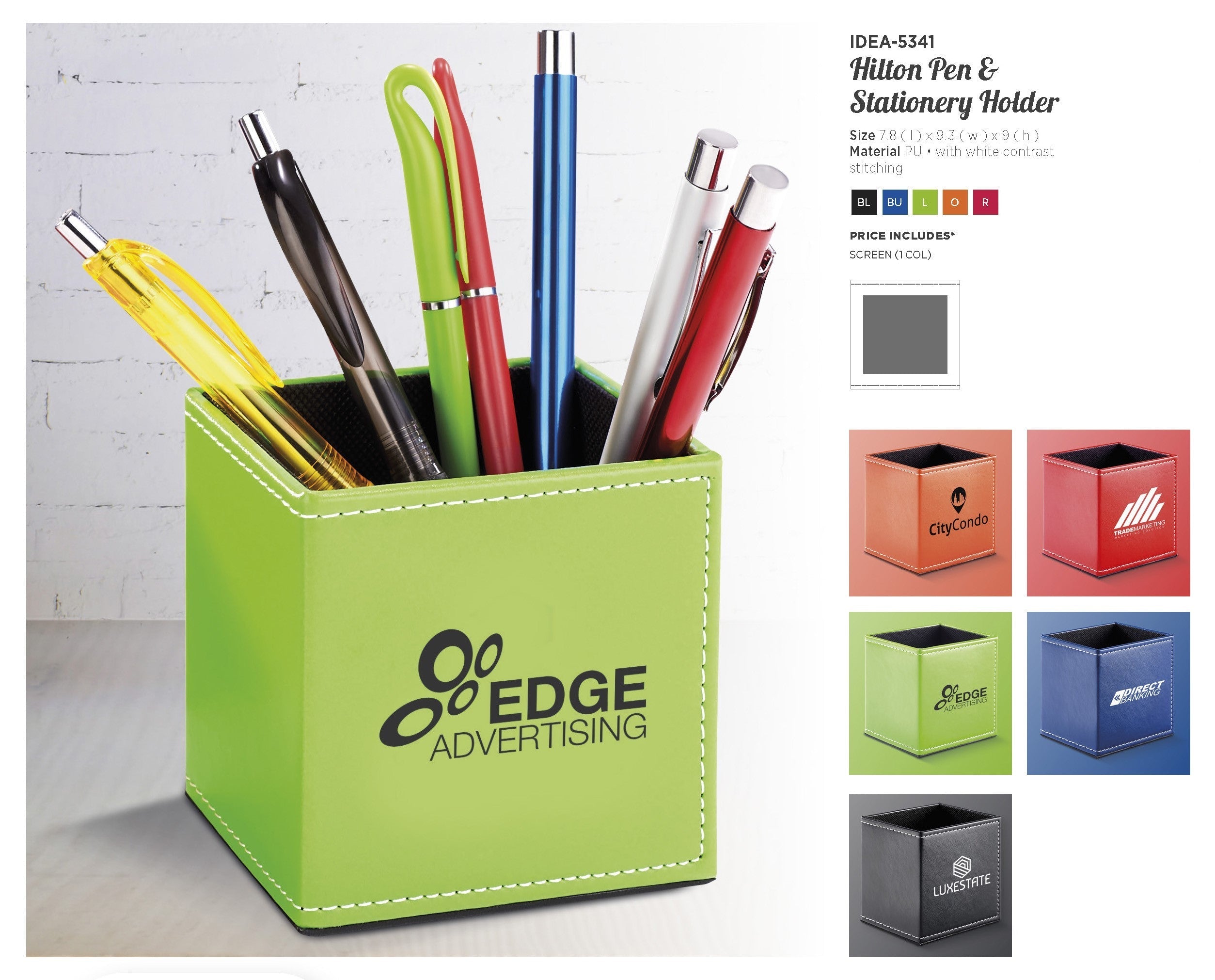Hilton Pen And Stationery Holder-Lime-L