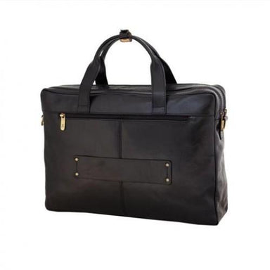 Italian Leather 2 Compartment Laptop Bag Black-