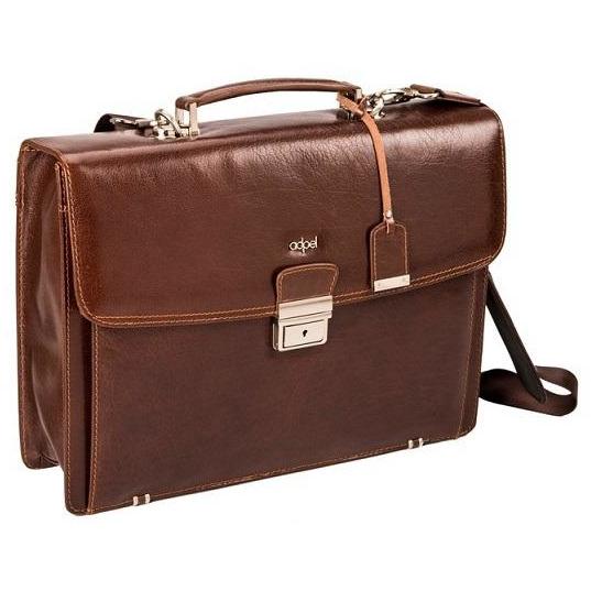 Italian-Style Fab Laptop Leather Briefcase-Briefcases-Brown