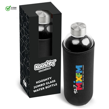 Kooshty Jumbo Glass Water Bottle - 1 Litre-Water Bottles-Black-BL