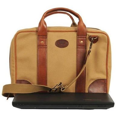 Khaki Canvas Single Zip Laptop Bag-