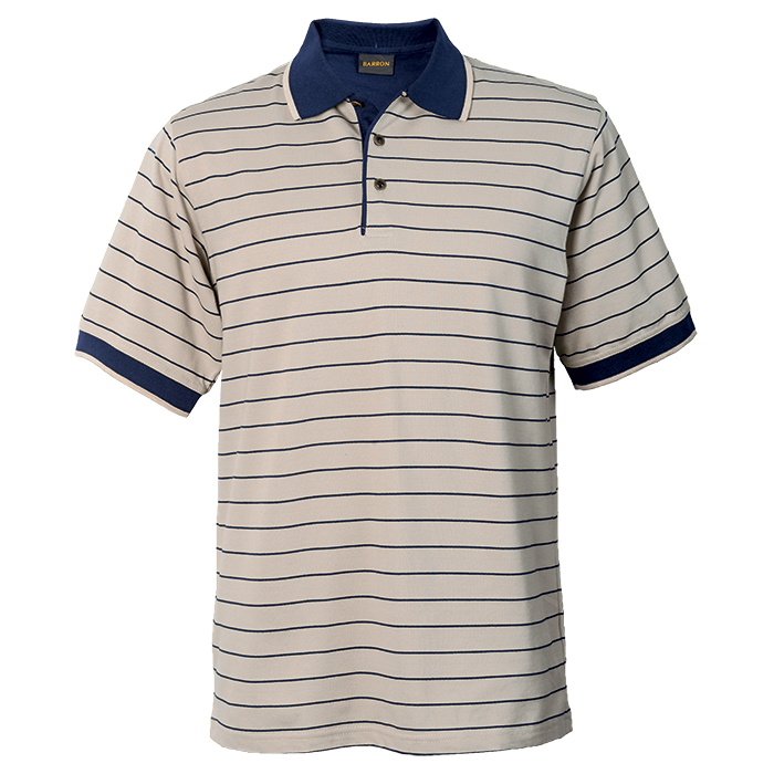 Lacoste Striped Golfer Stone/Navy / 3XL / Last Buy - Golf Shirts