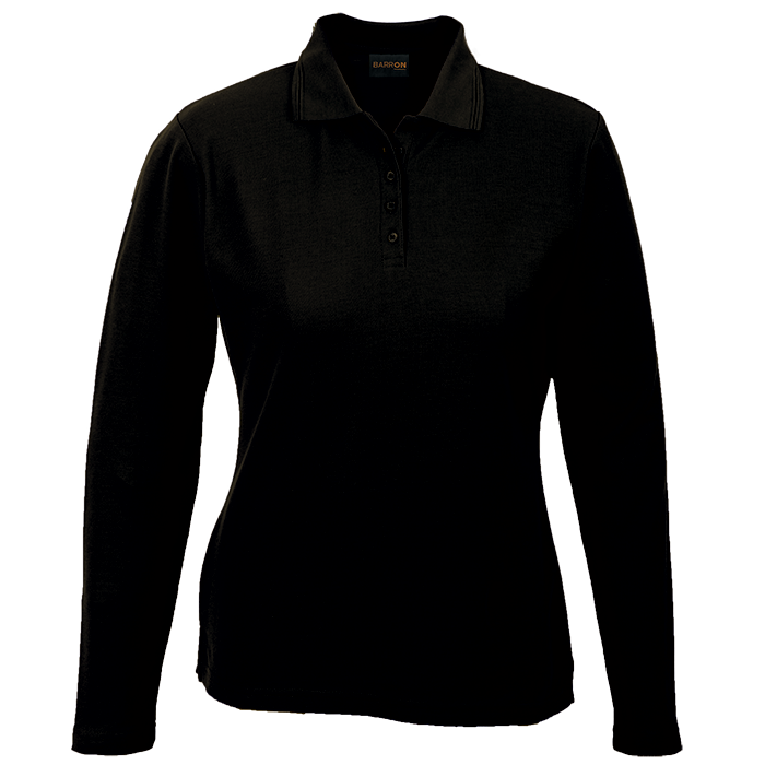 Ladies 175g Pique Knit Long Sleeve Golfer Black / XS / Regular - Golf Shirts