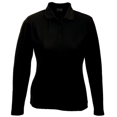 Ladies 175g Pique Knit Long Sleeve Golfer  Black 