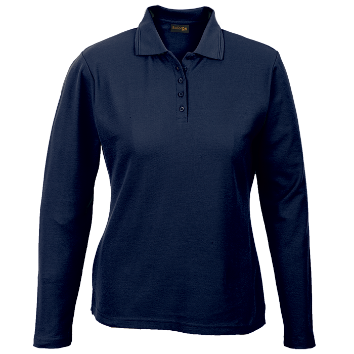 Ladies 175g Pique Knit Long Sleeve Golfer Navy / XS / Regular - Golf Shirts