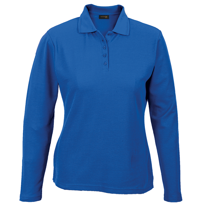 Ladies 175g Pique Knit Long Sleeve Golfer Royal / XS / Regular - Golf Shirts