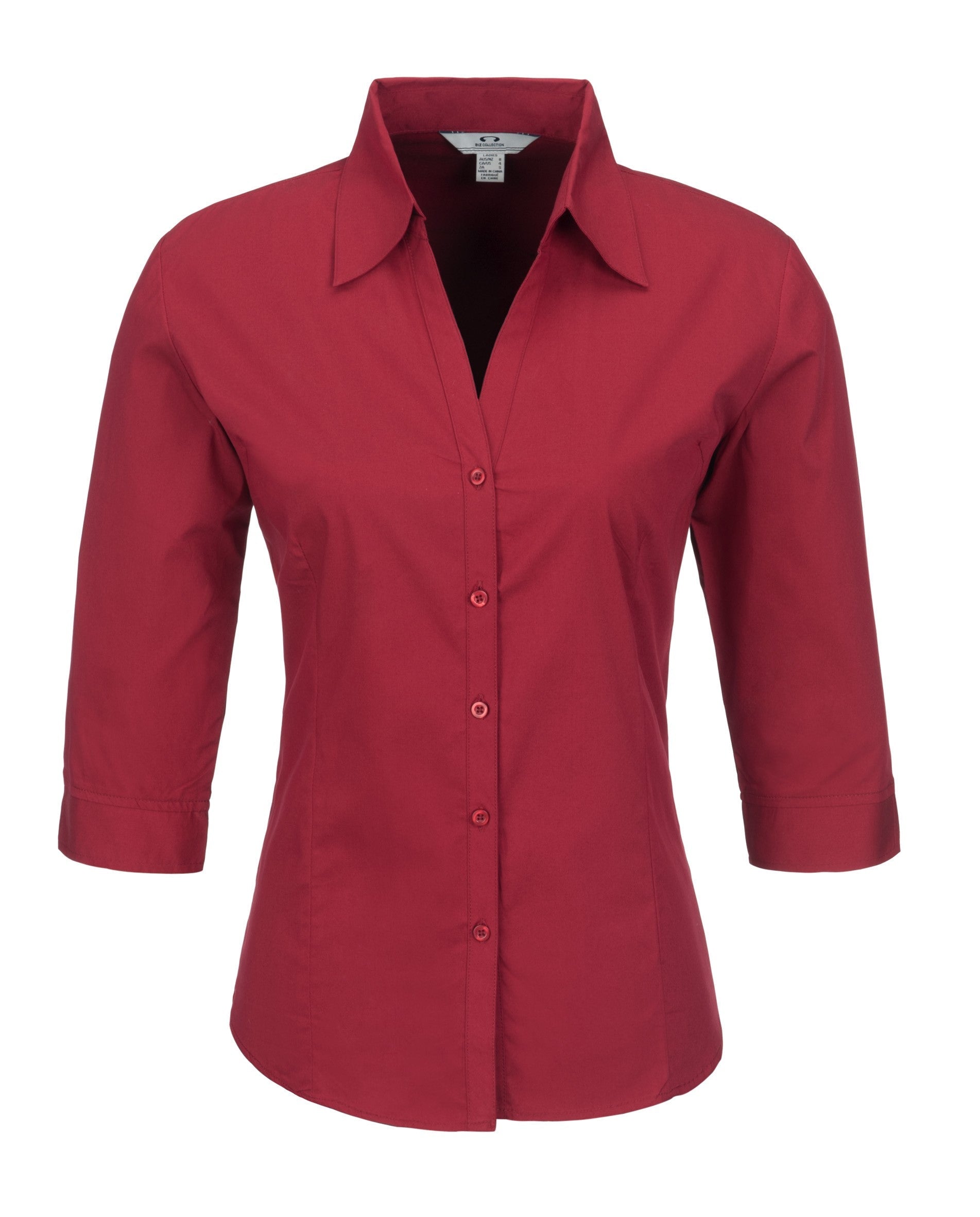 Ladies 3/4 Sleeve Metro Shirt - Black Only-2XL-Red-R