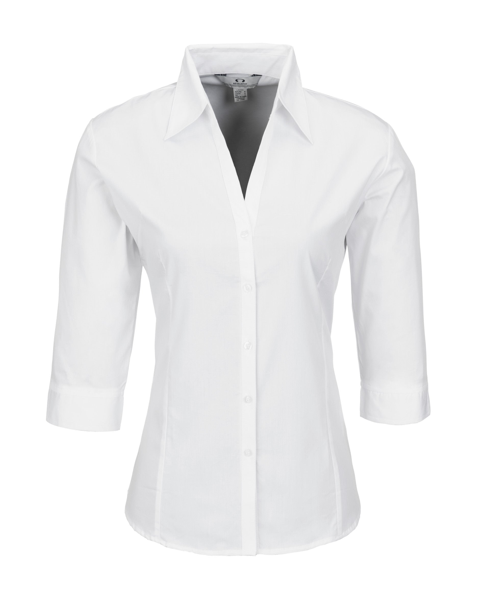 Ladies 3/4 Sleeve Metro Shirt - Black Only-2XL-White-W