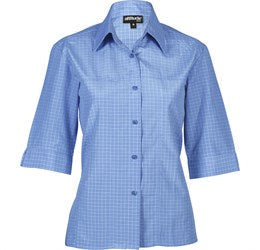Ladies 3/4 Sleeve Prestige Shirt - Navy Only-L-Light Blue-LB
