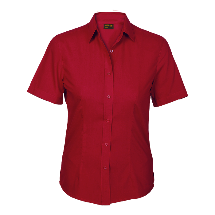 Ladies Basic Poly Cotton Blouse Short Sleeve Red / SML / Regular - Shirts-Corporate