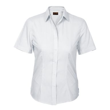 Ladies Basic Poly Cotton Blouse Short Sleeve  White 