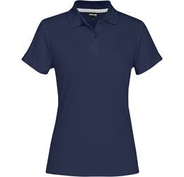 Ladies Bayside Golf Shirt - White Only-L-Navy-N