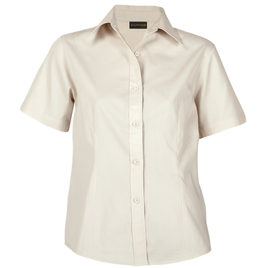 Ladies Brushed Cotton Twill Blouse Short Sleeve - Shirts-Corporate