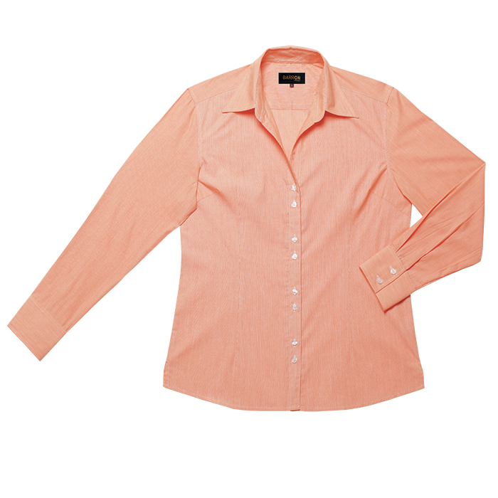 Ladies Century Blouse Long Sleeve Peach/White / SML / Last Buy - Shirts-Corporate