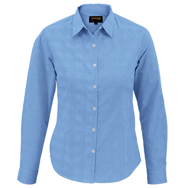 Ladies Clifton Check Blouse Long Sleeve  Sky Blue / 