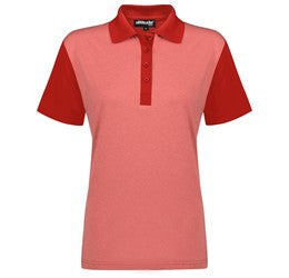 Ladies Crossfire Melange Golf Shirt-L-Red-R