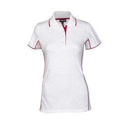 Ladies Denver Golf Shirt - Yellow Only-L-White With Red-WR
