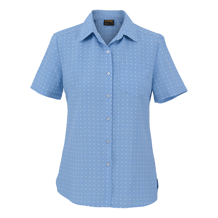 Ladies Donna Blouse Short Sleeve Dusk Blue / SML / Last Buy - Shirts-Corporate