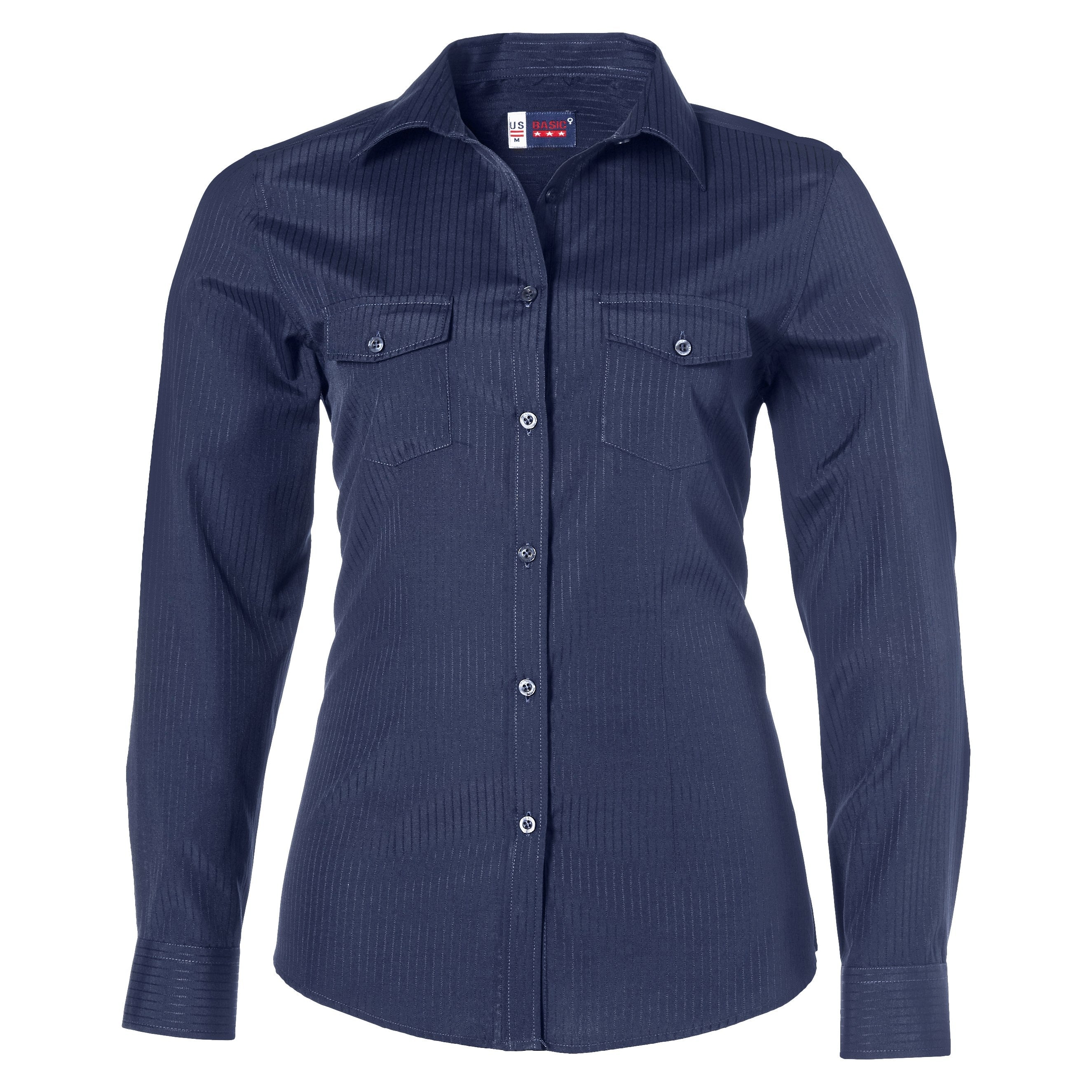 Ladies Long Sleeve Bayport Shirt - Black Only-2XL-Navy-N