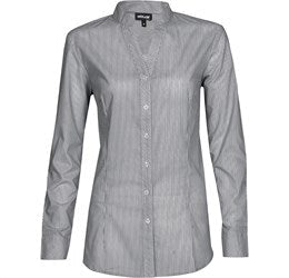 Ladies Long Sleeve Birmingham Shirt - Navy Only-L-Grey-GY