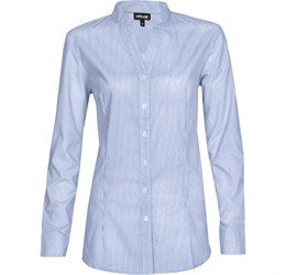 Ladies Long Sleeve Birmingham Shirt - Navy Only-L-Light Blue-LB