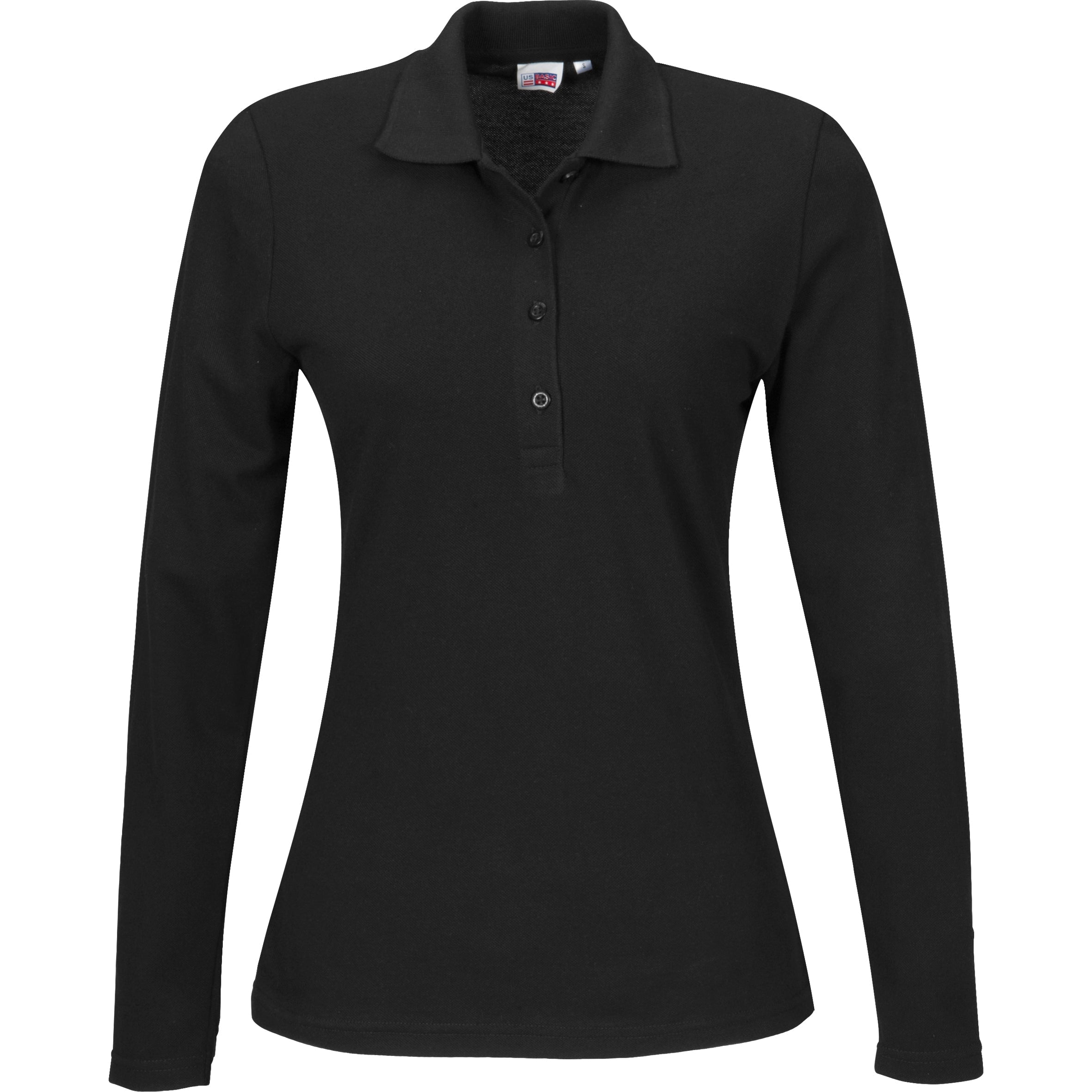 Ladies Long Sleeve Elemental Golf Shirt-2XL-Black-BL