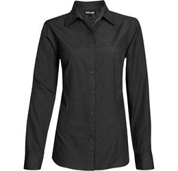 Ladies Long Sleeve Empire Shirt-L-Black-BL