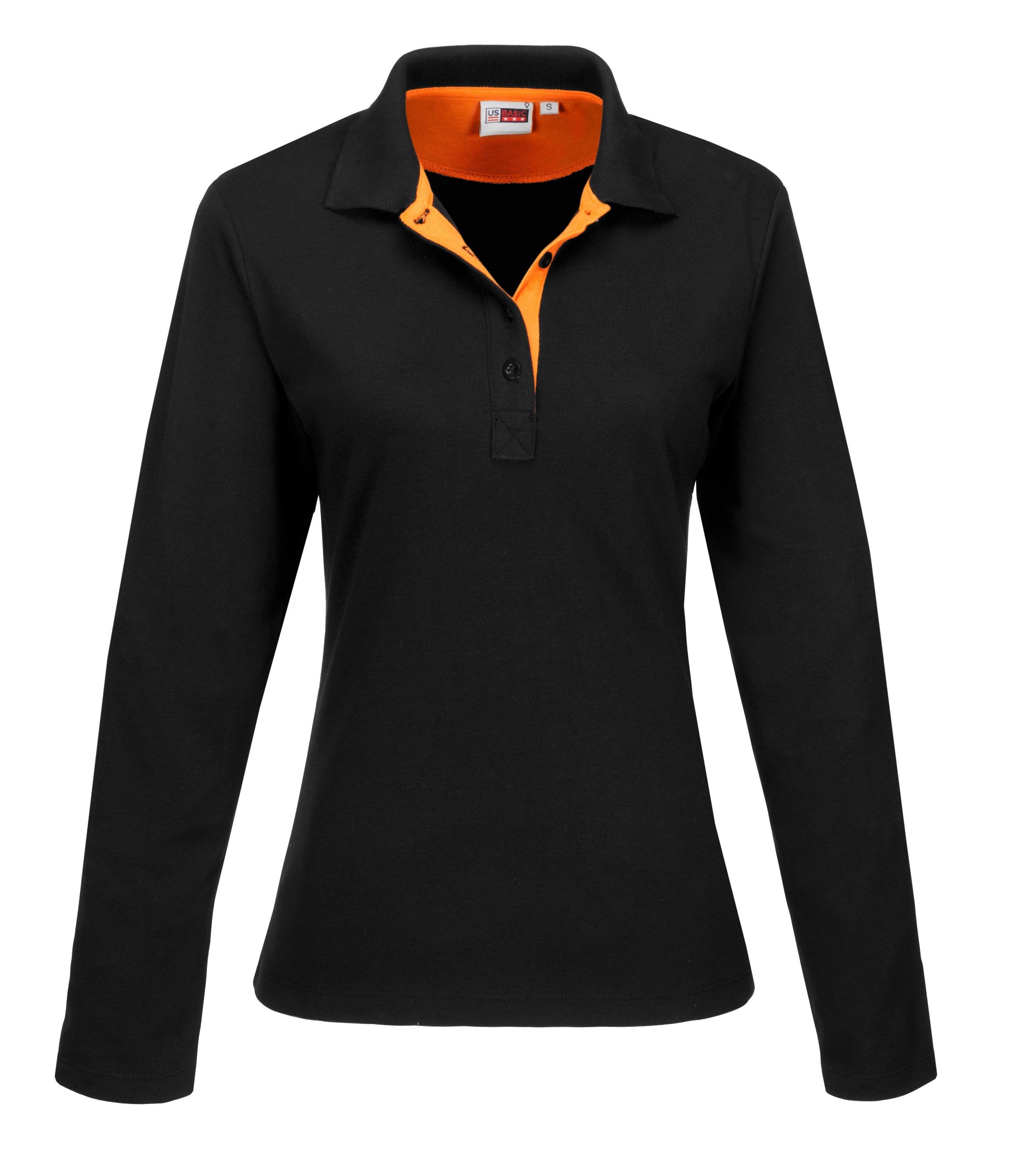 Ladies Long Sleeve Solo Golf Shirt - Orange Only-2XL-Orange-O