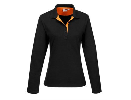 Ladies Long Sleeve Solo Golf Shirt - Orange Only-