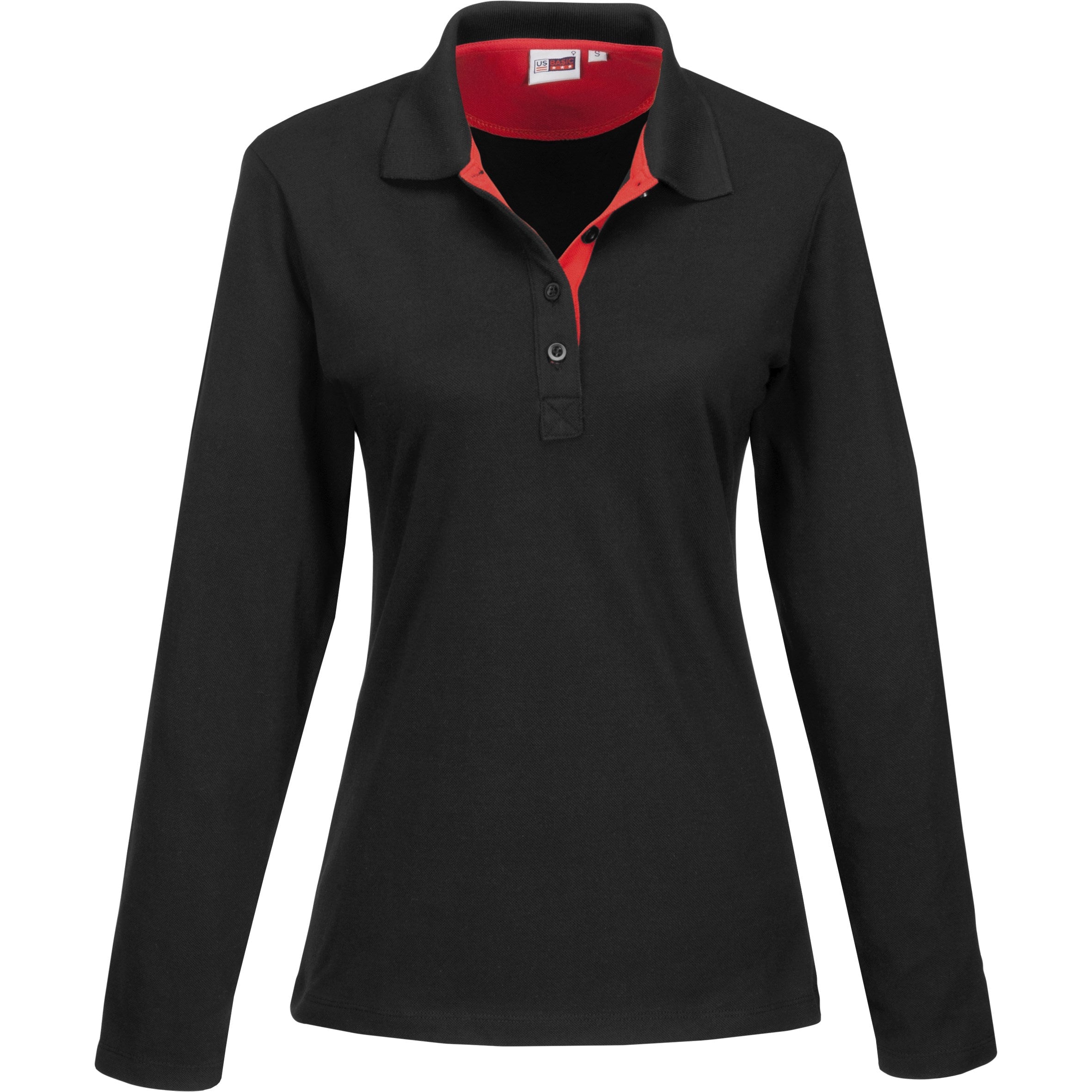 Ladies Long Sleeve Solo Golf Shirt - Orange Only-2XL-Red-R