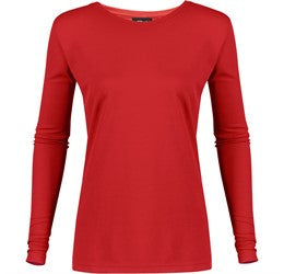 Ladies Long Sleeve All Star T-Shirt-L-Red-R