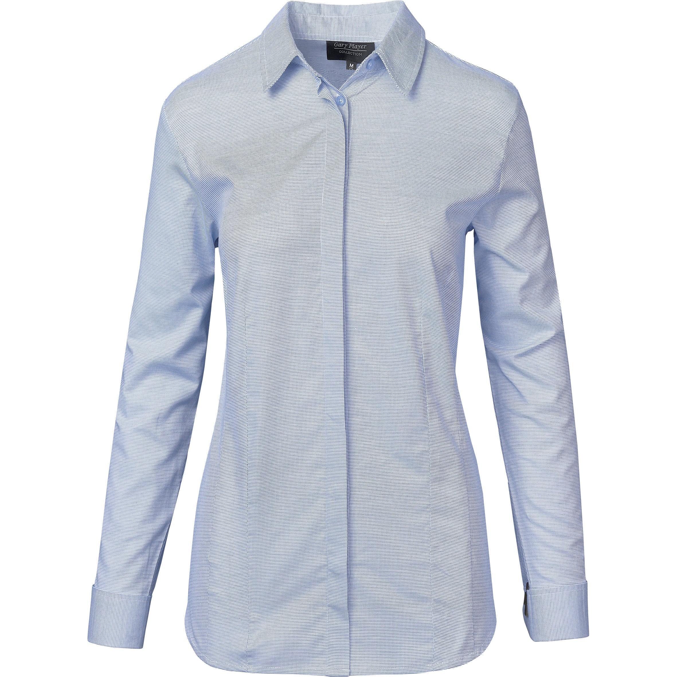 Ladies Long Sleeve Taylor Shirt-L-Blue-BU