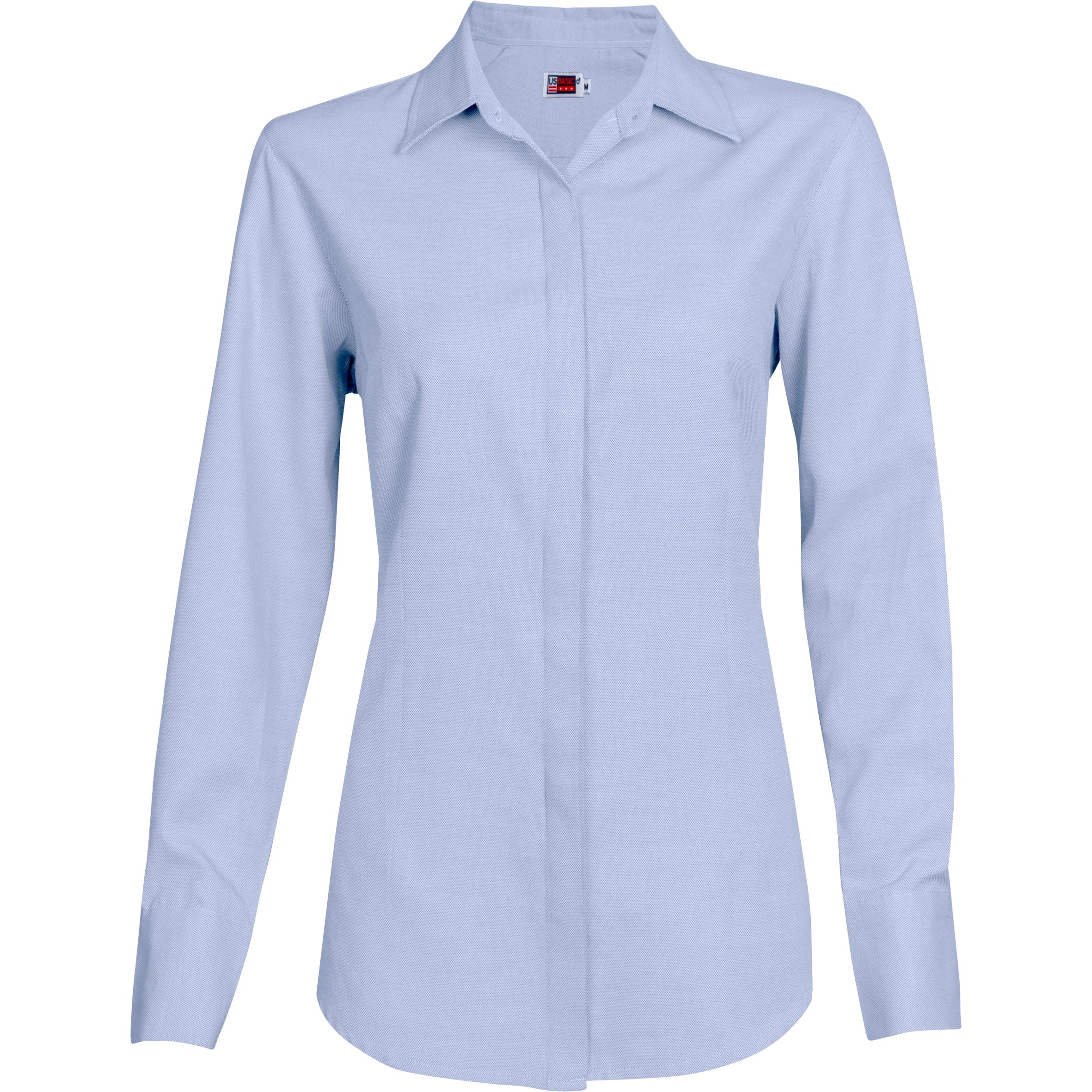 Ladies Long Sleeve Wallstreet Shirt-L-Blue-BU
