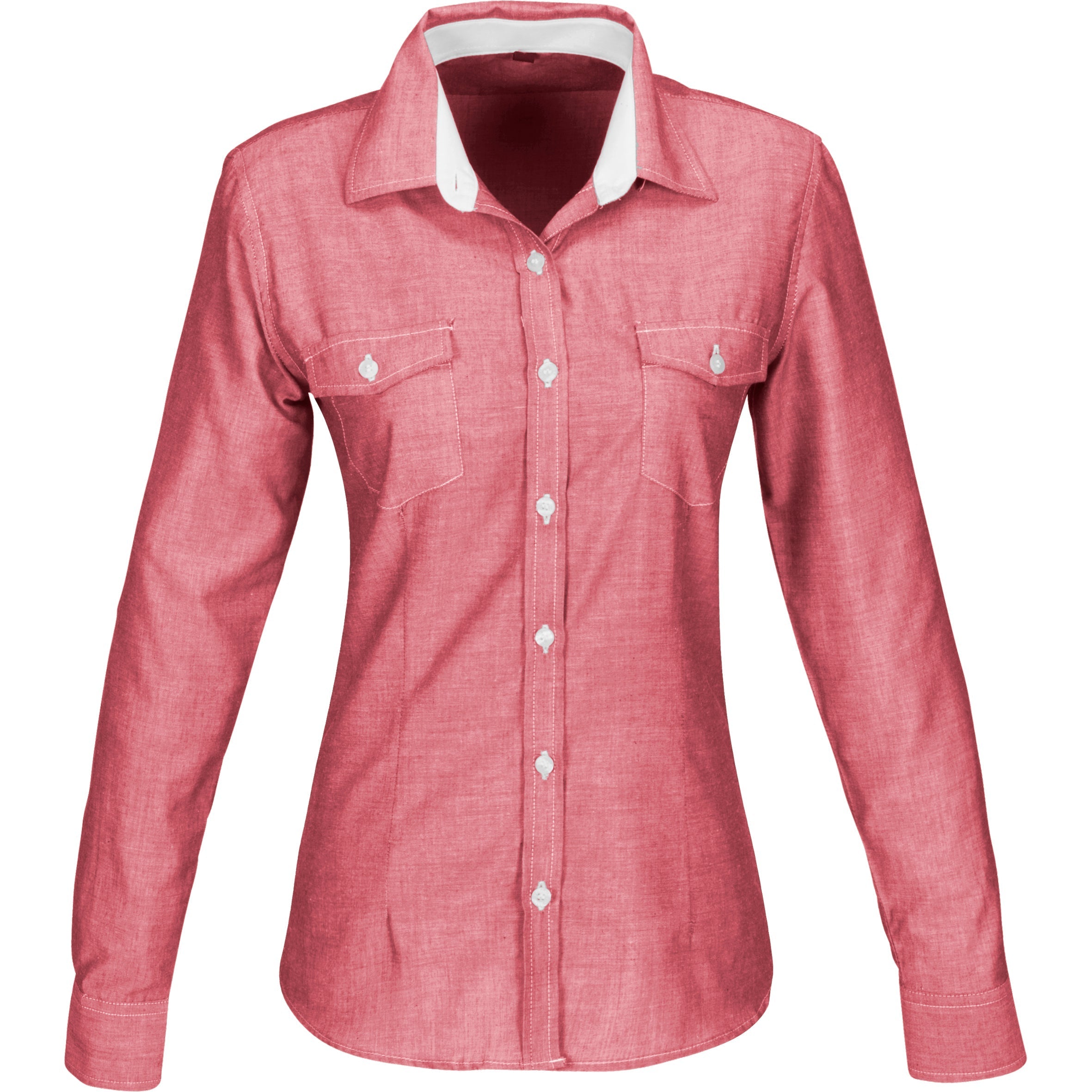 Ladies Long Sleeve Windsor Shirt - Light Blue Only-2XL-Red-R