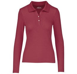 Ladies Long Sleeve Zenith Golf Shirt - White Only-L-Red-R