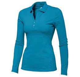Ladies Long Sleeve Zenith Golf Shirt - White Only-L-Aqua-AQ