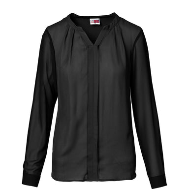 Ladies Long Sleeve Zenobia Blouse-L-Black-BL