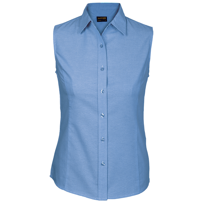 Ladies Oxford Blouse Sleeveless Sky Blue / SML / Last Buy - Shirts-Corporate