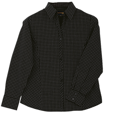 Ladies Pioneer Check Blouse Long Sleeve  Black / XS /