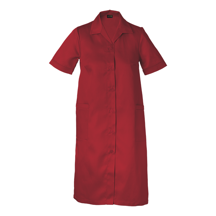 Ladies Poly Cotton House Coat  Red / XS / Regular - 